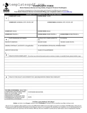Fill Out a Valid Bbb Complaint Form