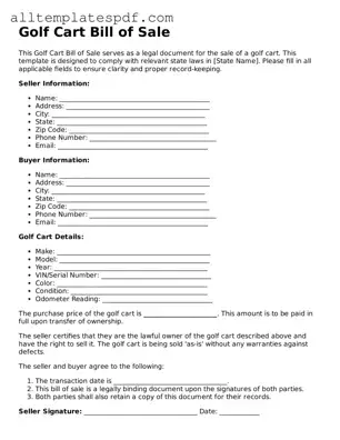 Attorney-Approved Golf Cart Bill of Sale Template