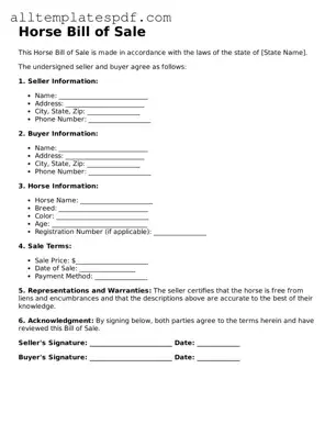 Attorney-Approved Horse Bill of Sale Template