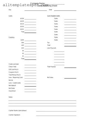 Fill Out a Valid Cash Drawer Count Sheet Form