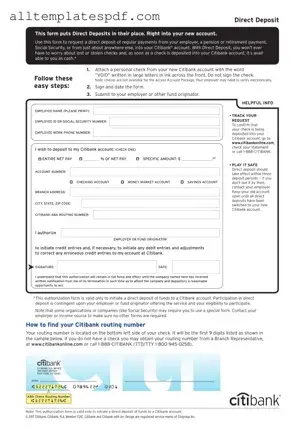 Fill Out a Valid Citibank Direct Deposit Form