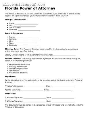 Blank Power of Attorney Template for the State of Florida