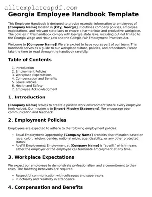 Blank Employee Handbook Template for the State of Georgia