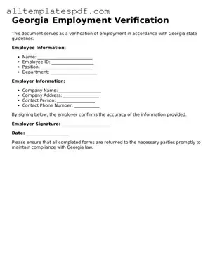 Blank Employment Verification Template for the State of Georgia