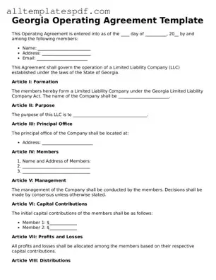 Blank Operating Agreement Template for the State of Georgia