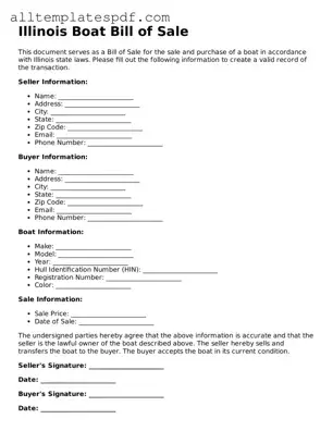 Blank Boat Bill of Sale Template for the State of Illinois