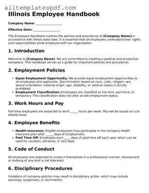 Blank Employee Handbook Template for the State of Illinois