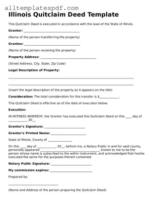 Blank Quitclaim Deed Template for the State of Illinois