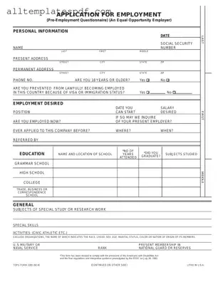 Fill Out a Valid Employment Application Pdf Form