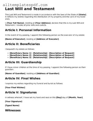 Attorney-Approved Last Will and Testament Template