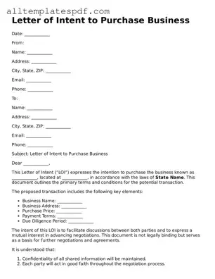 Attorney-Approved Letter of Intent to Purchase Business Template