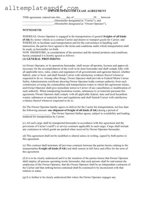 Fill Out a Valid Owner Operator Lease Agreement Form