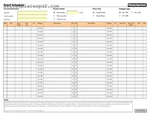 Fill Out a Valid Electrical Panel Schedule Form