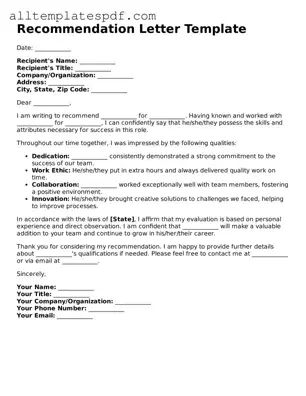 Attorney-Approved Recommendation Letter Template