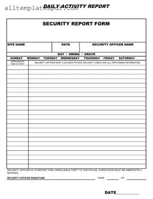 Fill Out a Valid Security Guard Daily Report Sample Form