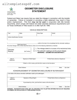 Fill Out a Valid Texas Odometer Statement Form
