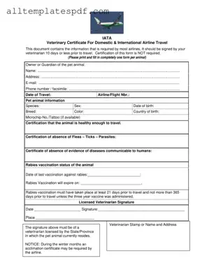 Fill Out a Valid Veterinary Certificate Travel Form