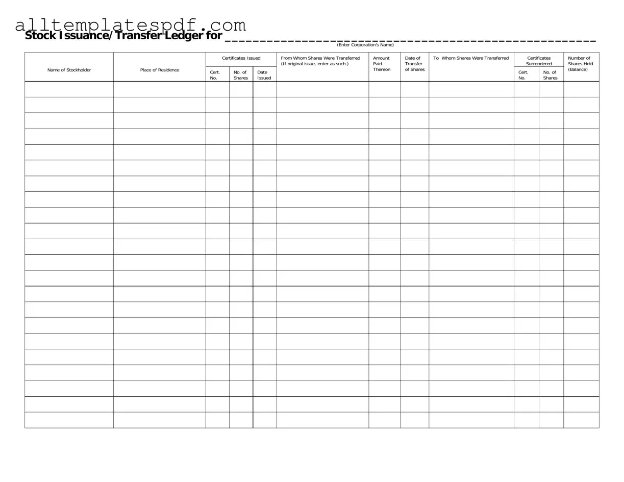 Fill Out a Valid Stock Transfer Ledger Form