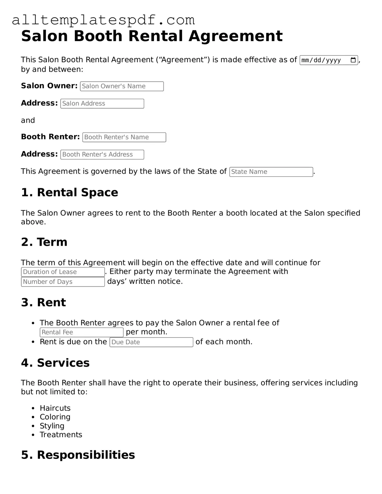 Attorney-Approved Salon Booth Rental Agreement Template