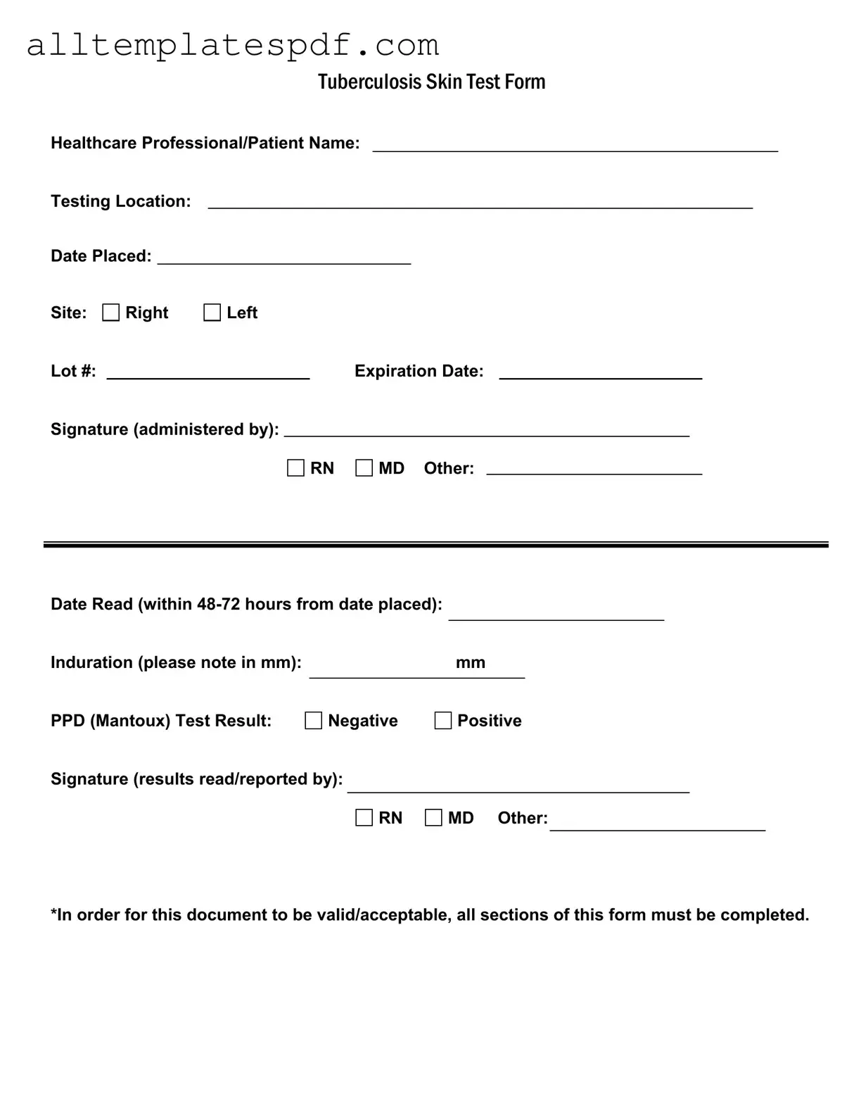 Fill Out a Valid Tb Test Form