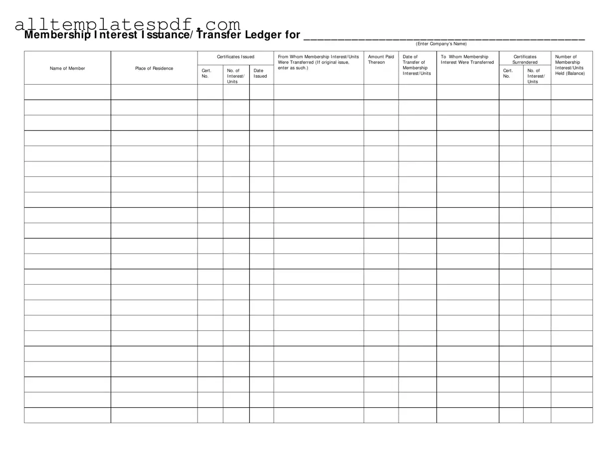 Fill Out a Valid Membership Ledger Form