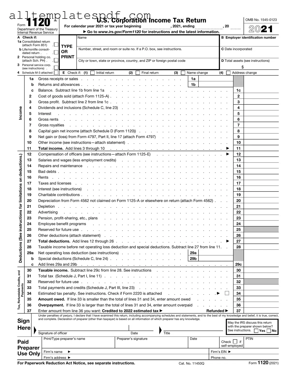 Fill Out a Valid IRS 1120 Form